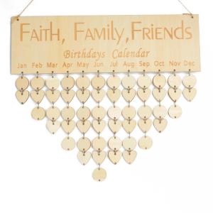 China ISO9001 Beige Color Wooden Hanging Birthday Calendar OEM factory