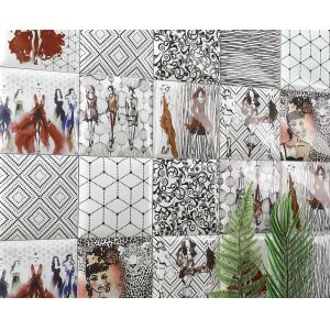 China 152x152mm White Clay Interior Wall Tiles with Geometric Patterns factory