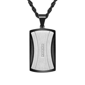China Mould Making Stainless Steel Square Pendant Necklace for Men Christian Pendant With Blue Inlay Chain Necklace factory