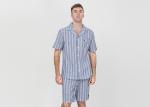Anti Pilling Mens Luxury Sleepwear Woven Cotton Linen Yarn Dyed Pajamas Shorts