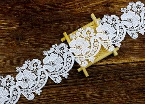 China Floral Guipure Water Soluble Lace Trims With Heavy Embroidery For Dresses Ribbon factory
