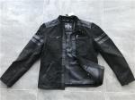 Black Color Polyester Suede Pleather Biker Jacket Lightweight For Mens TW58569