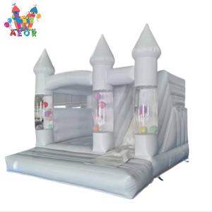China White Bounce House Pastel Jumping Wedding Bounce Castle With Balloon factory