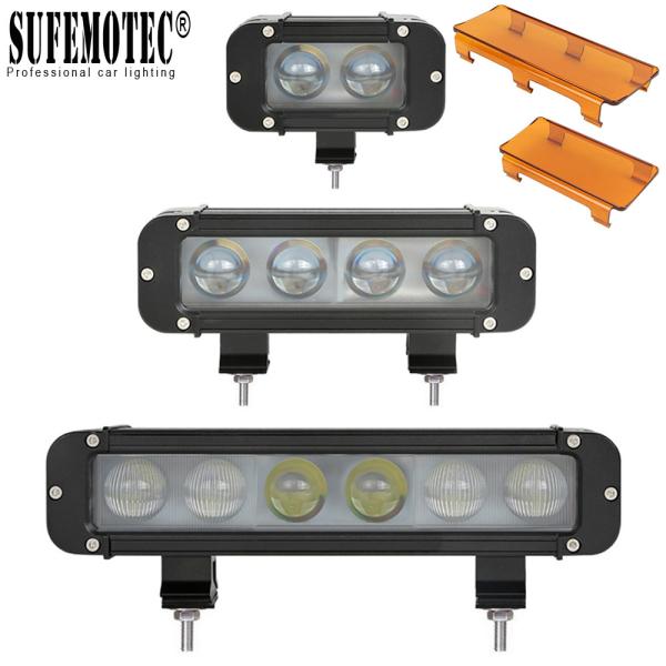 Single Row Amber Led Light Bar Spot Flood Combo Beam For 4x4 Offroad Uaz ATV SUV