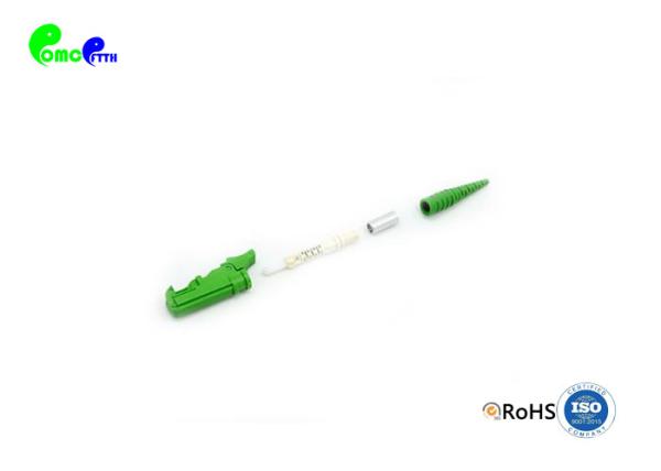 Reusable E2000 APC Simplex 9 / 125μm Fiber Optic Connectors Green Color Quick