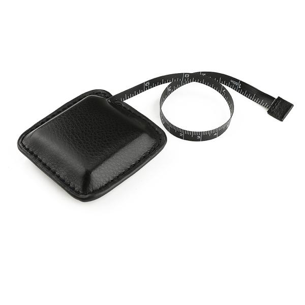 Mini Black Dual-Sided Luxurious Genuine Leather Elastic Apparel Measuring Tape
