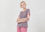 Homestyle Round Neck Women'S Pajama Short Sets , Ladies Striped Pyjamas sets