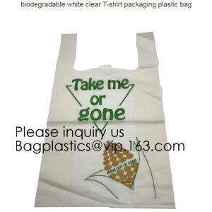 BIO Biodegradable Pre-Printed Thank You Retail Bags,Green Plastic T-shirt