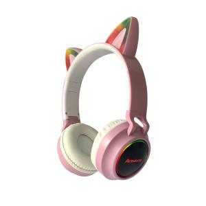 China 1KHz Foldable Bluetooth Earphones LED Cat Ear Design Sound Surrounding Headphone factory