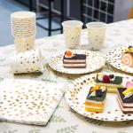 Gold Dot Disposable Dinnerware Sets