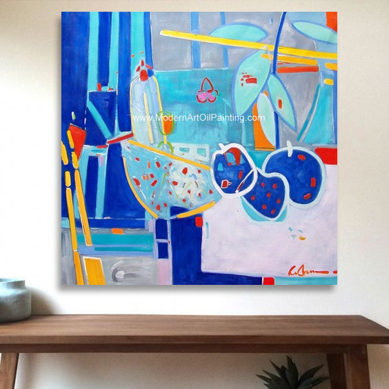 Abstract Still Life Oil Painting , Contemporary Fruit Oil Painting For Home Decoration