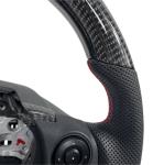 Kia Series Leather Steering Wheel Black Round Top Flat Bottom With Gloss Carbon