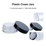 60ml 120ml 150ml Cylindrical Transparent Plastic Cream Jars With Black Lids