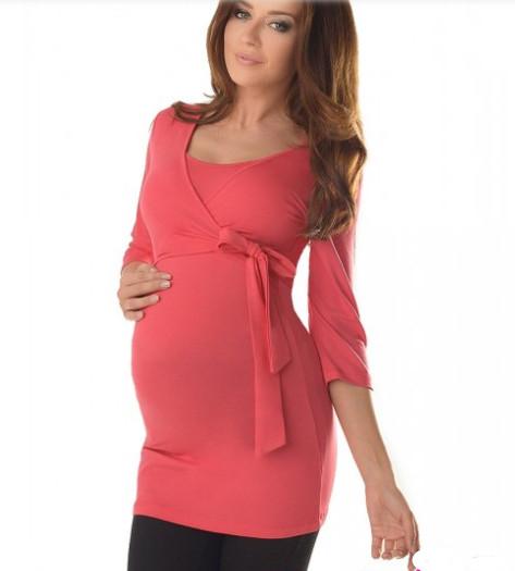 Custom pregnancy clothes breastfeeding wholesale 3/4 sleeves 2 IN1 maternity