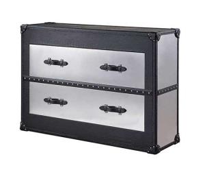 China Vintage Leather Aviator End Table Riveted Aluminum Side Table factory