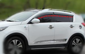 China Sun And Rain Guard For KIA Sportage 2010 - 2014 Car Window Visors With Trim Stripe factory