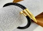 Engraved Braided Leather Nail Bracelet