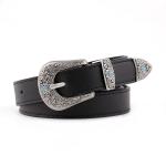 Metal Engraved Buckle Pu Leather Belts Ladies 107cm Bohemian Style Fashion