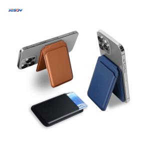 China Customized Real Leather Magsafe Wallet With Adjustable Stand Embossed Logo factory