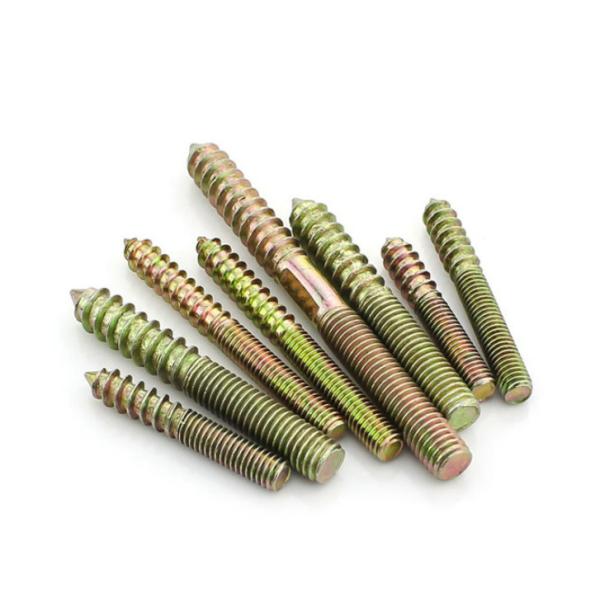 Double Head Thread Screw Brass Plated m6 Double Head Thread Dowel Screw