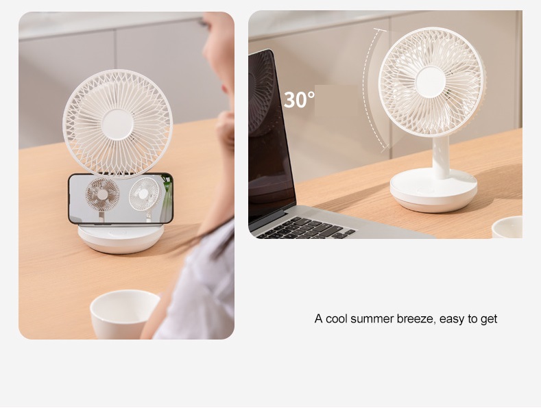 3600mAh USB Rechargeable Three Speed Cooling Fans with Night Light Portable and Silent