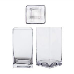 China Handmade Square 8 Inch Glass Vase For Centerpieces factory