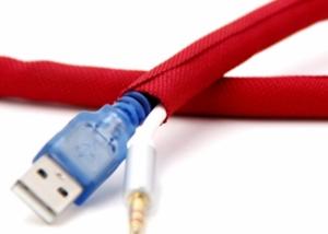 China Hot Cutting Self Wrapping Split Braided Sleeving Polyester For A/V HDMI Cables factory