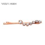 VICKY.HSIEH Rose Gold Tone Crystal Rhinestone Pave Wave Hair Clip