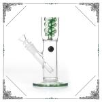 12'' Straight Tube Grace Glass Smoking Water Pipes With Green Helix Perc Bongs