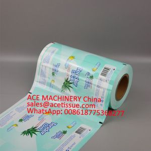 Facial Tissue Paper Plastic Printed Laminated Packaging Film Roll High Absorbency And 40 Microns Thickness Customizable Film Roll Widths