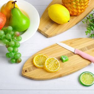 Washing Surfboard Shaped Bamboo Butcher Block Wood Cutting Board 2pcs