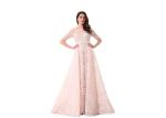 Light Pink Half Sleeve Evening Dresses / Saudi Wedding Bridesmaid Dress