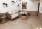 Khaki Outdoor Floor Glazed Ceramic Tile Baby Face Wall Tile Wood Imitation