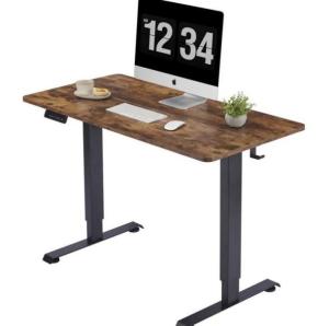 China Electric Sit Stand Up Desk for Adjustable Height Brown Wooden Laptop Gaming Work Table factory