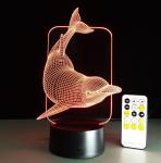 Animal Dolphin Kids 3D Night Light 7 Colors Change with Remote Control Gifts for