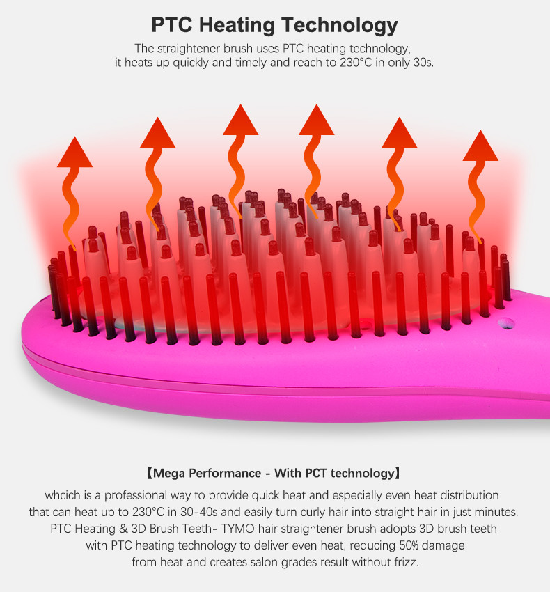 Anti Scald Electric Hair Straightener Brush Comb With MCH Heater