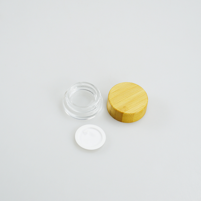 5g Frosted Clear Glass Jar with Bamboo Wood Lid Keep Your Cosmetic Face Cream Fresh