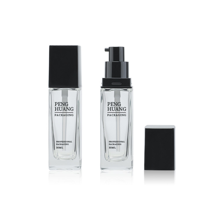 China 30ml Liquid Foundation Glass Pump Bottle Cosmetic Package Hot Stamping factory