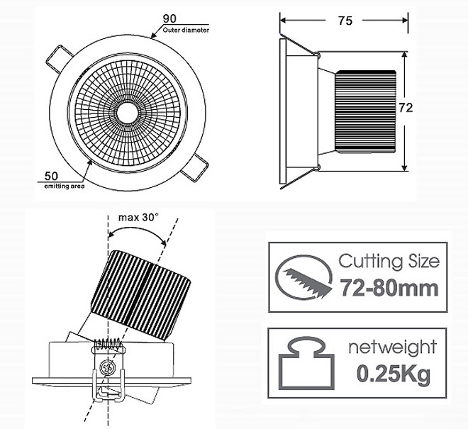 2015 cob led downlight 220 volt 6/10/15/20/30/40/45W