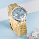 Ladies 3ATM Quartz Analog Watch 18mm Mop Dial Watch Mesh Strap