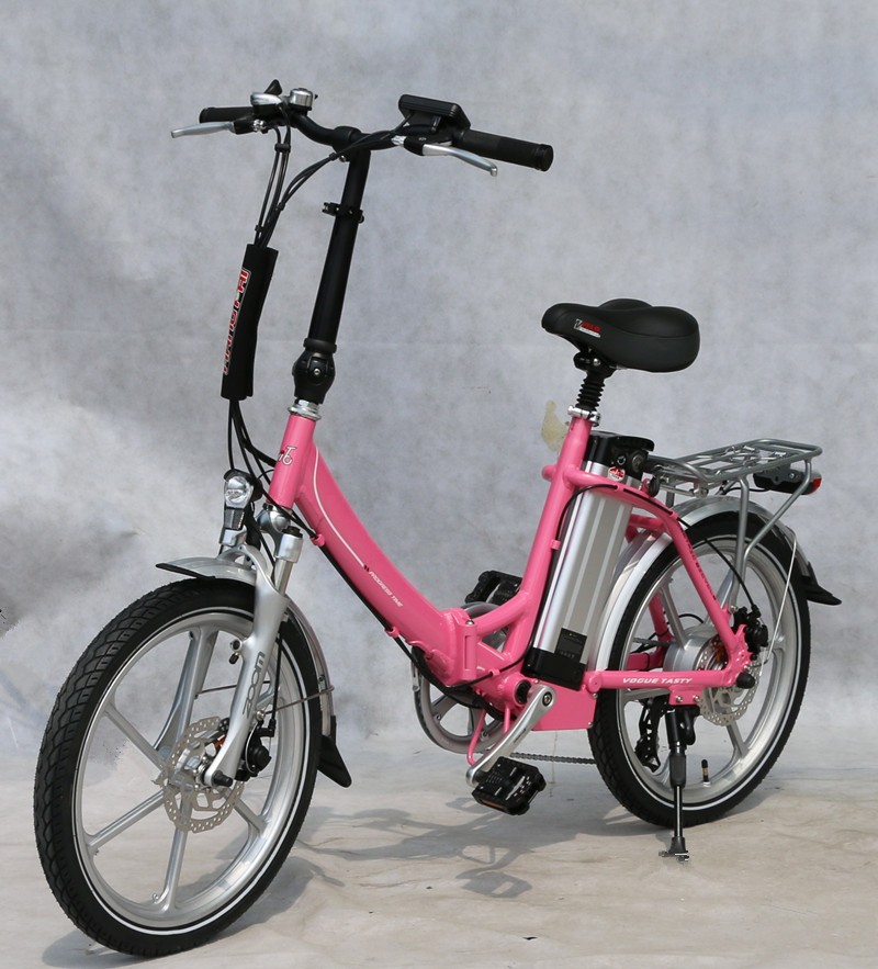 Foldable E Bicycle with Integrated Wheel and Brushless Motor Red Black Optional 36V