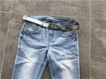 Milk / Light Blue Ladies Stretch Denim Jeans , Belted Skinny Jeans TW72964