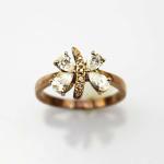 Designer Jewelry Rose Gold Plated 925 Silver Cubic Zircon Butterfly Ring(R0018)
