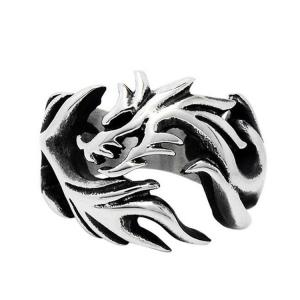 China Men's Vintage Old Silver Plated Titanium Stainless Steel Dragon Ring (SA126) factory