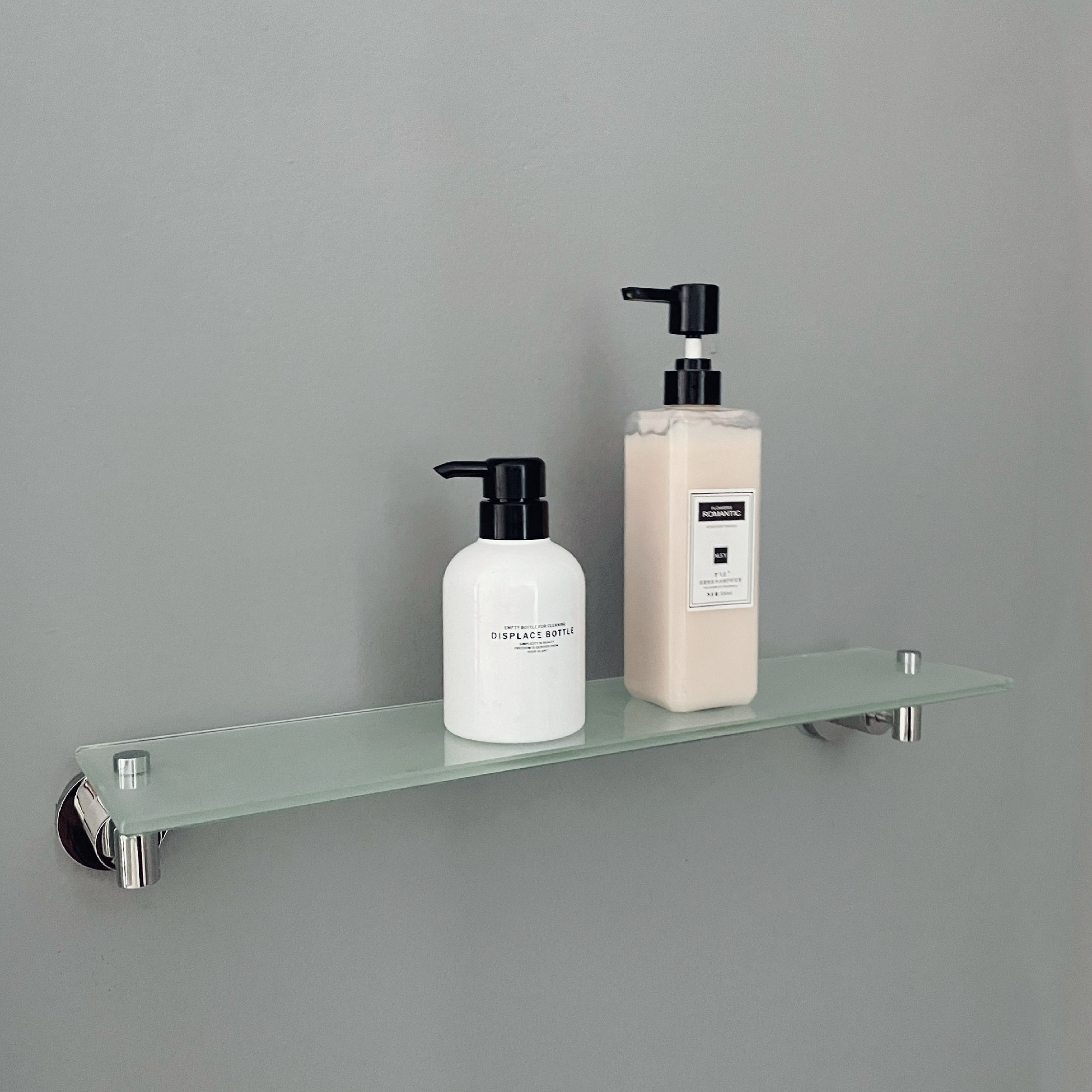 Rectangular Floating Glass Shelves Rustproof Wall Mounted Stainless Steel Shampoo Rack
