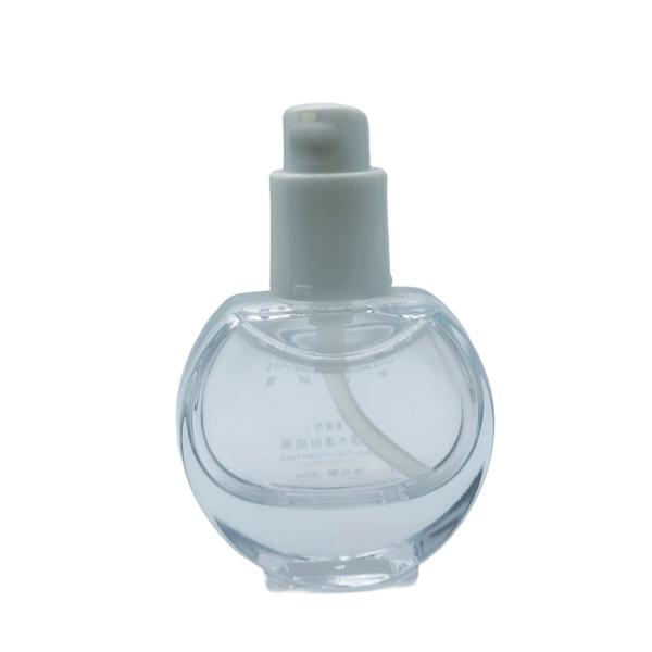 Customizable 30ml Round Foundation Glass Bottle with Thick Bottom, Makeup Primer and Serum Bottle for Cosmetic Products