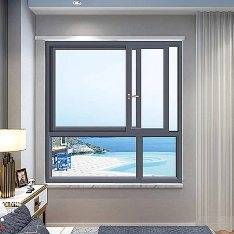 Customized Black Frame Aluminum Sliding Sash Windows with Stainless Steel