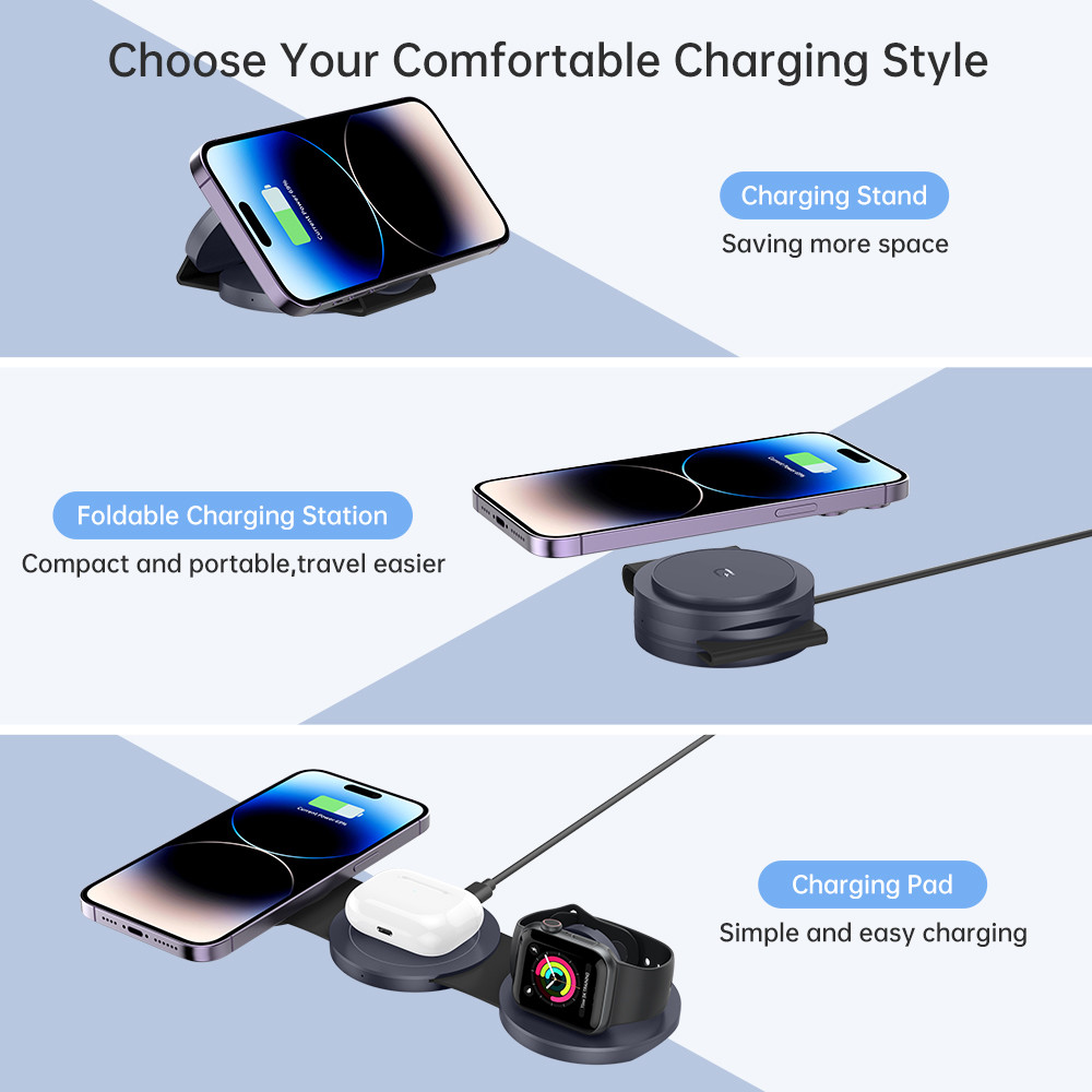 Foldable Magnetic 2W/3W/5W/7.5W/10W/15W Wireless Charger For Mobile Phone