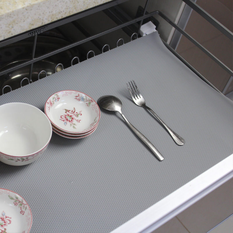 Waterproof Cabinet Shelf Mat with Diamond Pattern Non-Slip Bathroom Drawer Liner Eva Grey