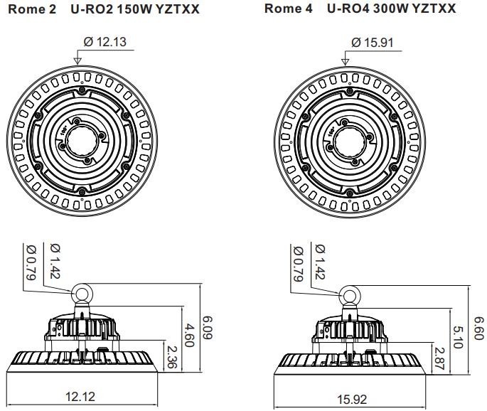 Industrial 100-300W UFO LED High Bay Light IP65 3000K 4000K 5000K
